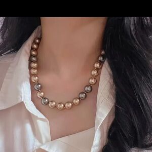 Elegant Freshwater Pearl Necklace with Natural Golden Coffee Black Pearls